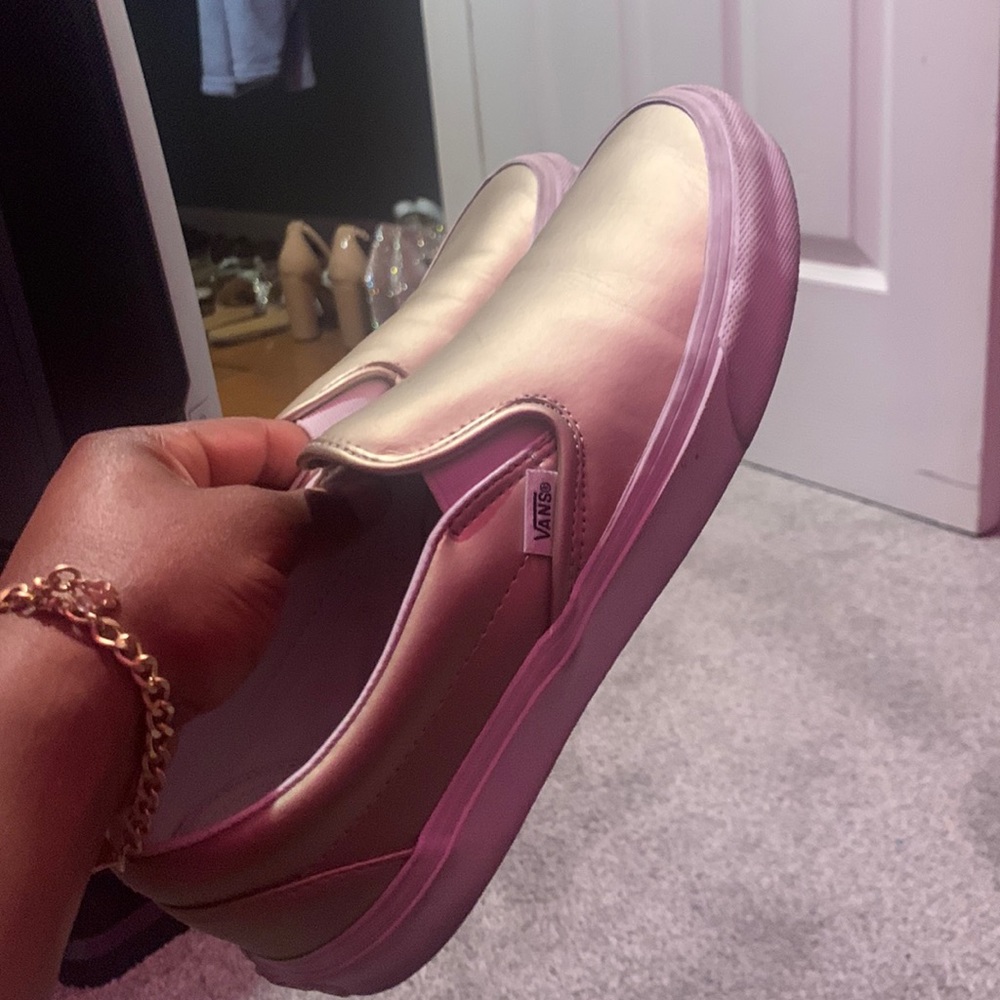 Gold Metallic Slide On Vans (womens)